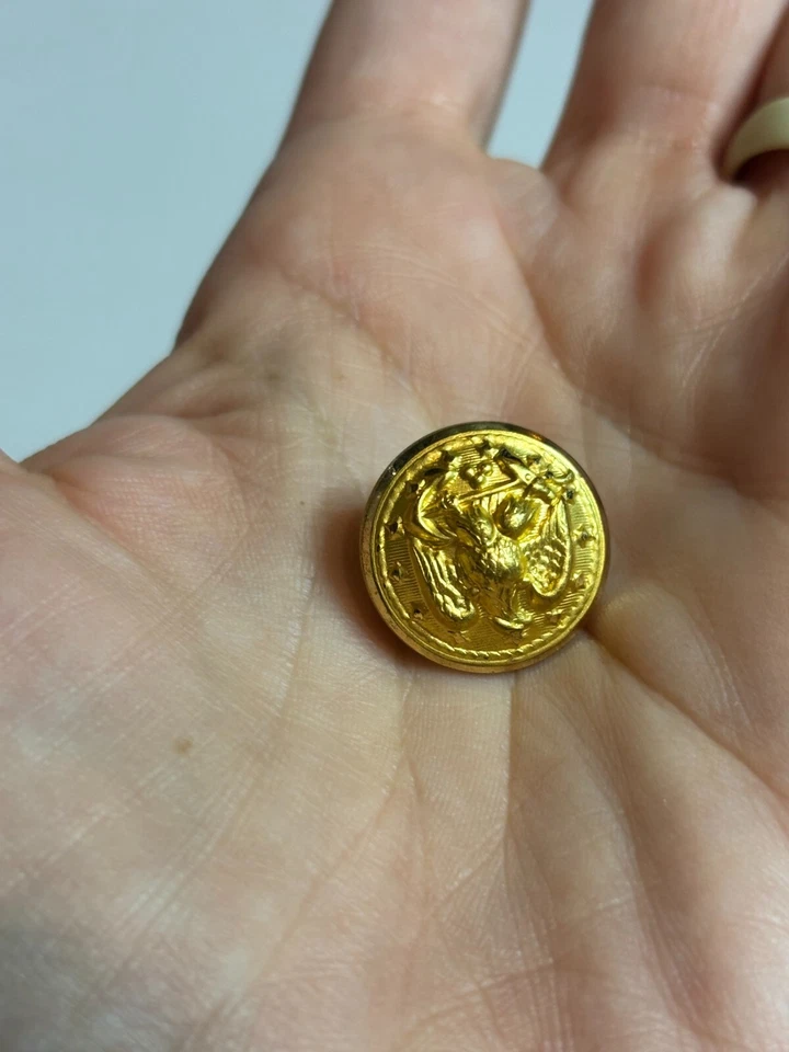 1 Pc x Vintage US Navy Eagle Anchor Brass Button Waterbury Button Company 7/8" - Image 3 of 4