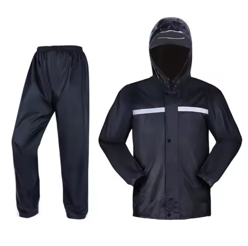Men Black Hooded Rain Suits Jackets Pant Gear Raincoat Waterproof Outdoor Hiking - Picture 6 of 28