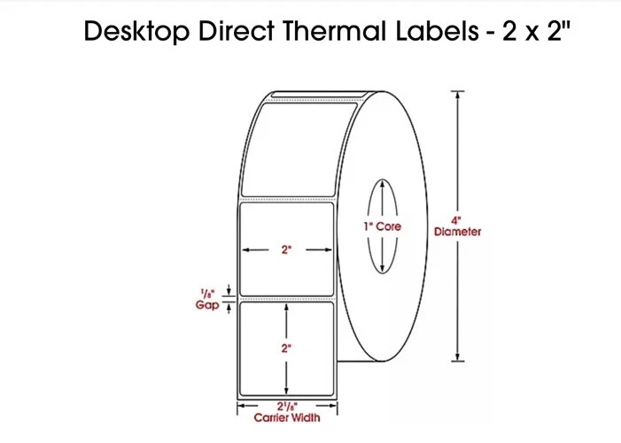 Case of Uline S-14063 Desktop Direct Thermal Printer Labels 2 x 2 White 12 Rolls - Image 2 of 4