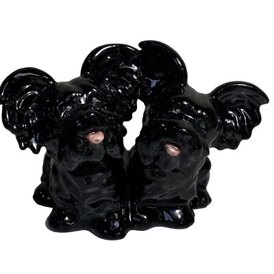 Goebel Pair 3  Scottie Dogs Friends Figurines Scottish Terrier Black Dotting Rea