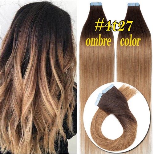 Cinta invisible en ruso Remy extensión de cabello 100 % humano 200 g trama de piel balayage - Imagen 46 de 64