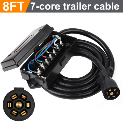 4/8 FT Trailer Plug Weatherproof Trailer Wiring Harness 7 Pin Trailer Connector