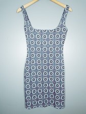 BNWT NEW MISSGUIDED DRESS SIZE 6 BODYCON STRETCH PRINT BLUE HIPPY RETRO CB9