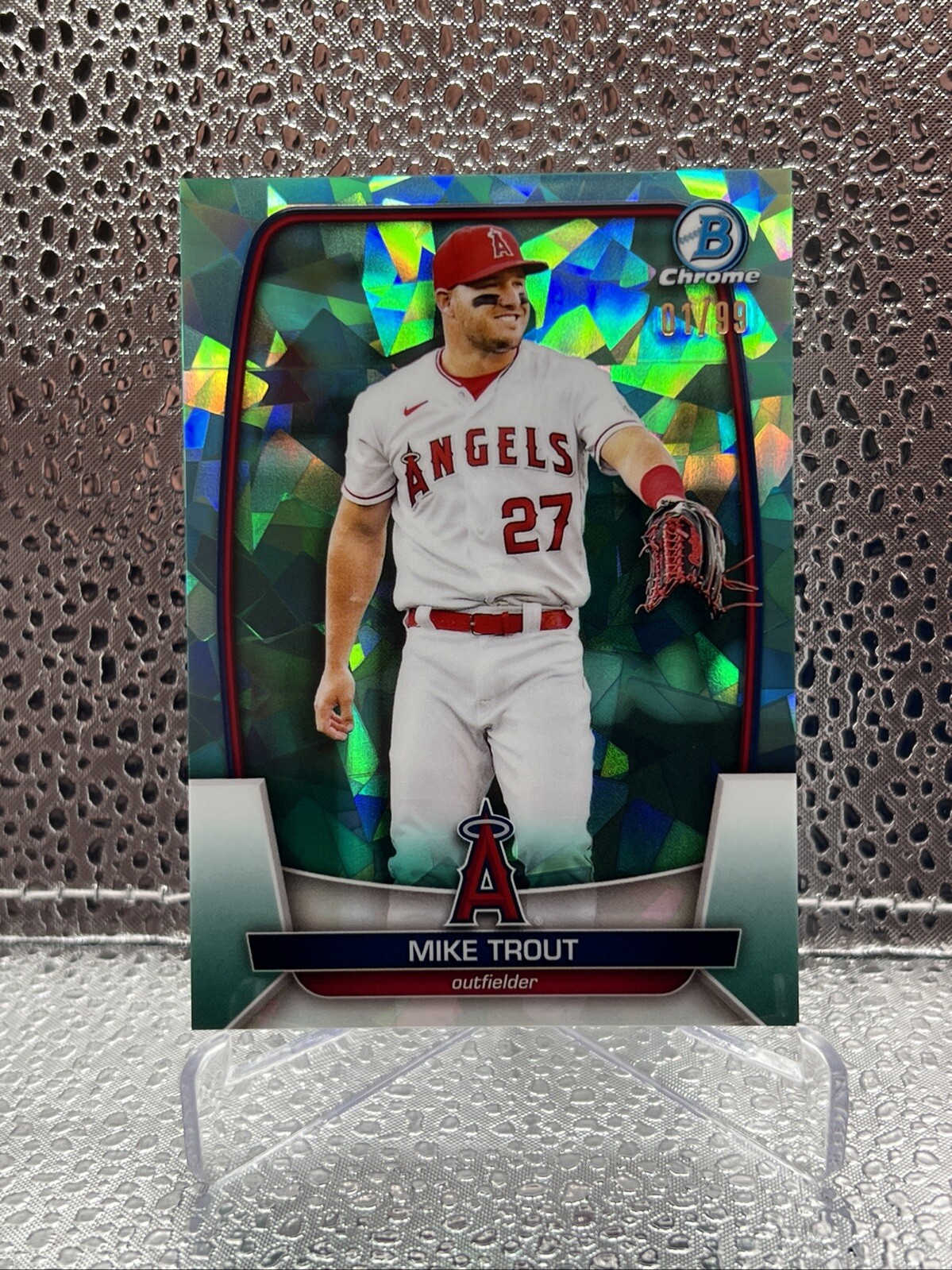 2023 Bowman Chrome Sapphire Mike Trout Aqua Refractor 01/99 #89 Angels