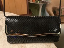 Vintage La Regale Black Mesh Clutch Evening Bag w/ Shoulder Chain Crossbody