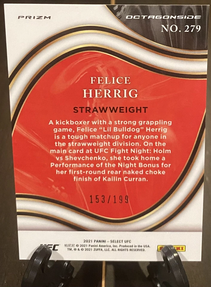 SHARP💎2021 Select UFC Felice Herrig Octagonside Red Disco Prizm /199 - Image 2 of 3