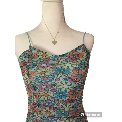 No Boundaries Junior's Small Floral Mesh Dress - Picture 6 of 12