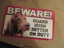 Beware Guard Dog on Duty Irish Setter Window Sign