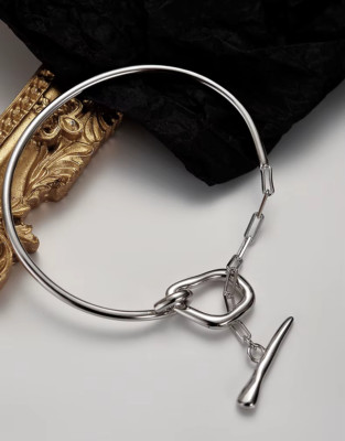 Knebelverschluss Armreif Sterlingsilber Armband, Kettenglied Knebelarmreif