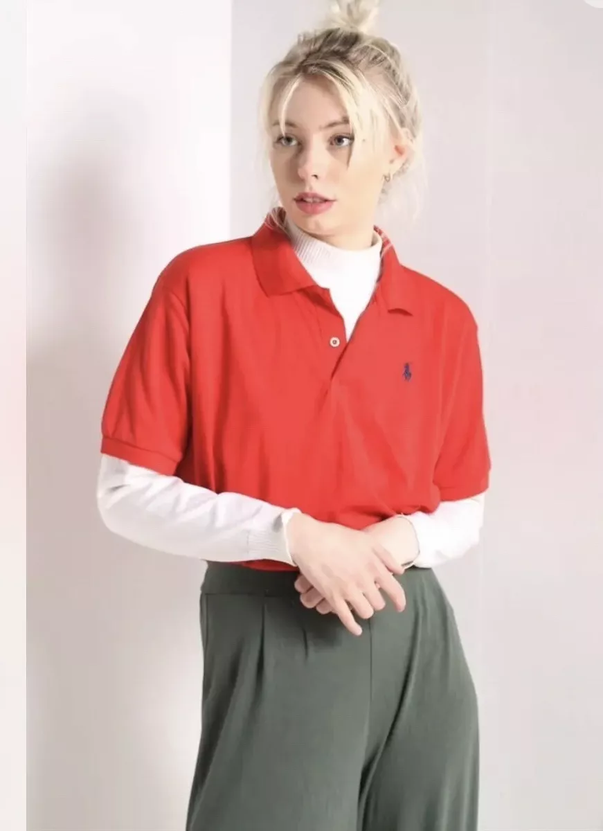 Urban Renewal VINTAGE POLO RALPH LAUREN REWORKED CROP TOP RED RL
