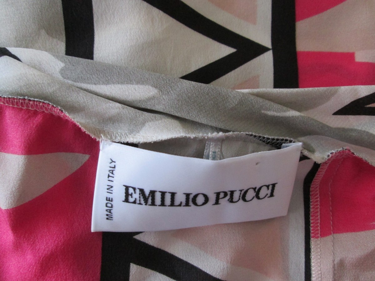 Emilio Pucci Size 6 100% Silk Art-to-Wear Logo Tunic Blouse | eBay