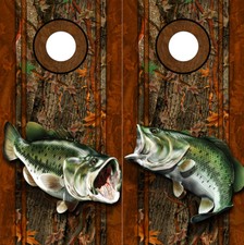 Cornhole Decals Wraps Fishing Graphics Bass Fish Oak Ambush Camouflage 00r/01L