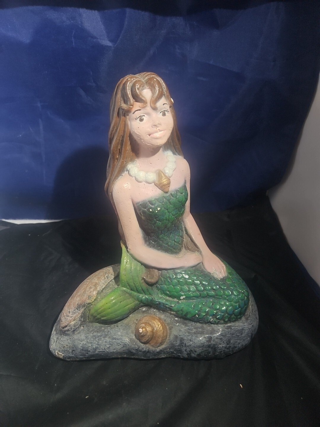 Vintage Concrete Mermaid Garden Statue Outdoor Lawn Ornament Sculpture