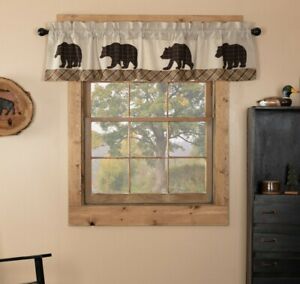 Modest khaki valance Wyatt Bear Window Valance Plaid Rustic Cabin Lodge Lined Brown Khaki Curtain 72 Ebay