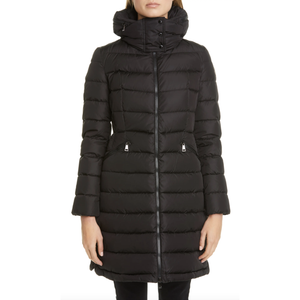 moncler black down flammette coat