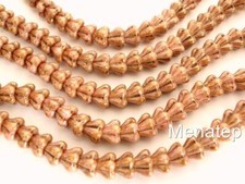 25 8 mm Czech Glass Baby Bell Flower Beads: Luster - Opaque Rose/Gold Topaz
