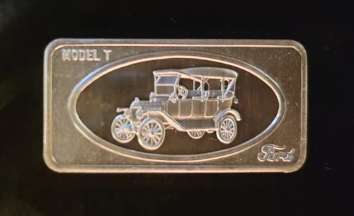Model T Ford Bug Patrick Mint San Fran Vtg Bullion-999 Silver 1 Oz Ounce Art Bar