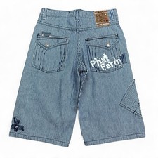 Vintage Y2K Phat Farm Shorts Boys Youth Size 10 AOP Logo Baggy Streetwear
