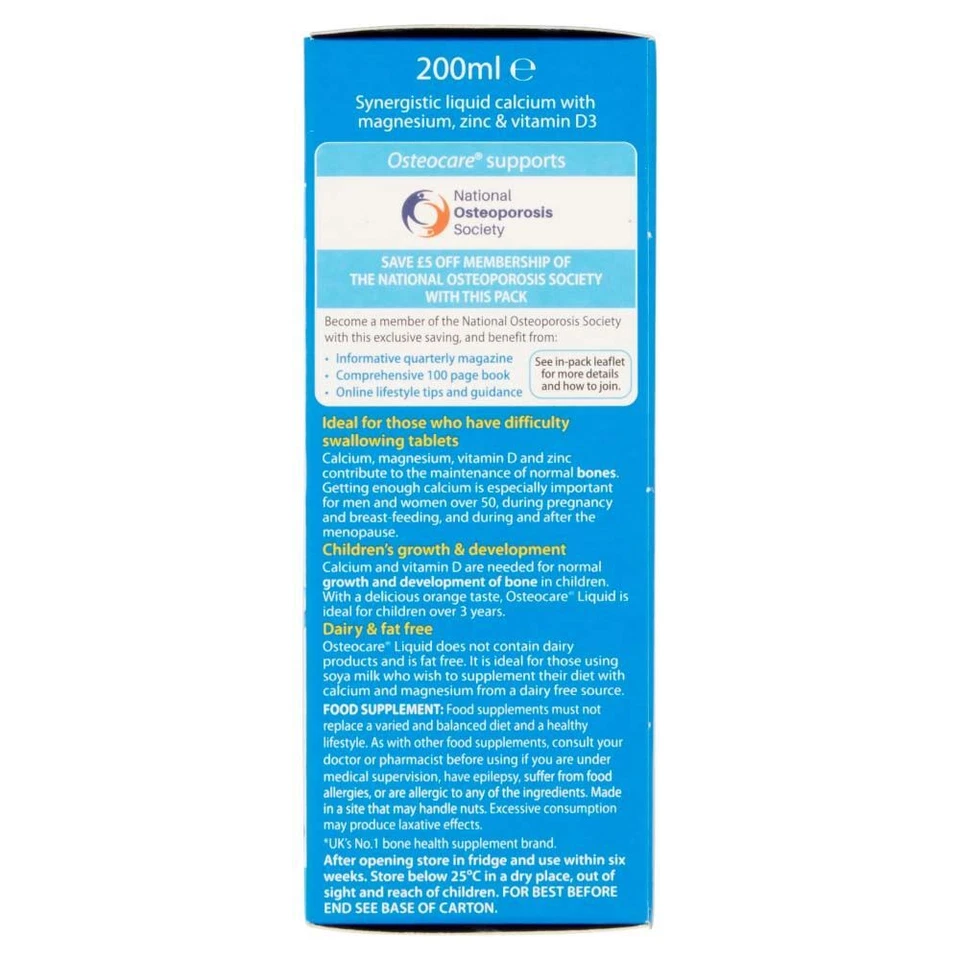 Vitabiotics Osteocare Líquido Original Sabor Naranja - 200ml - Pack de 4 Foto 4 de 4