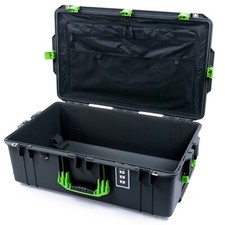 Graphite  Lime Green Pelican 1595 Air case with combo lid pouch  empty bottom.