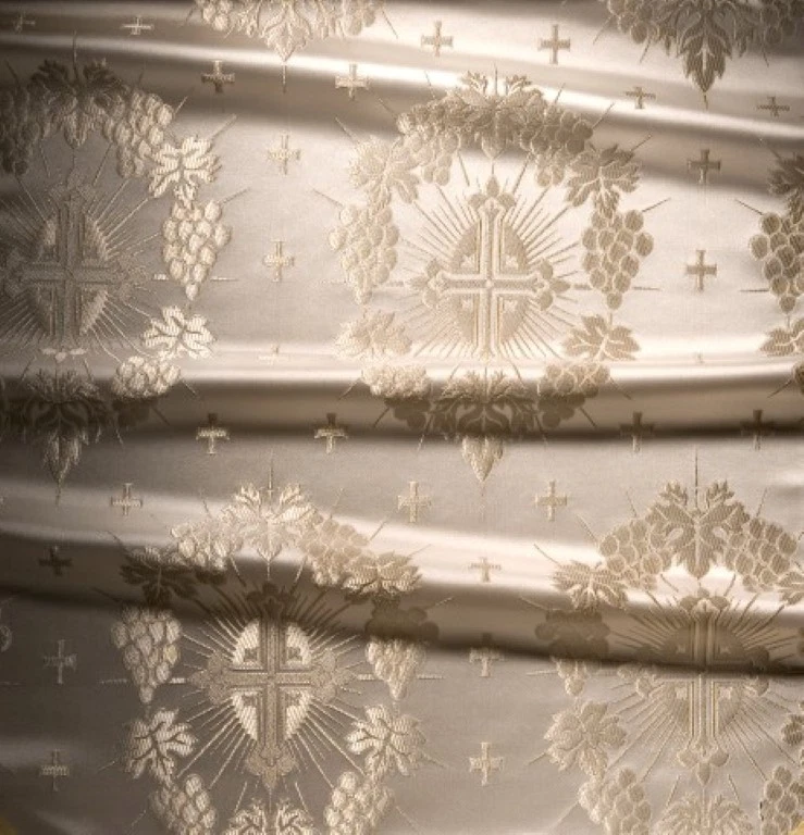 Vestimenta Iglesia Brocado Litúrgico Ortodoxo Griego 150cm Ancho Patrón Cruz Foto 4 de 4