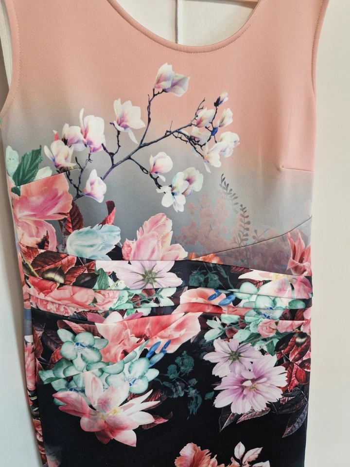 Alba Moda Kleid Gr 40 L Sommer Sommerkleid Urlaub Stretch Blumen Cocktail Abend - Bild 3 von 4