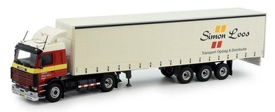 TEKNO, SCANIA Serie 3 4x2 mit Planenanhänger 3 Achsen SIMON LOOS, 1/50, TEK81830