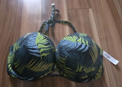 NWT Victorias Secret Bombshell Add 2 Cups Push Up Bikini Swim Top Palm Roya 36DD