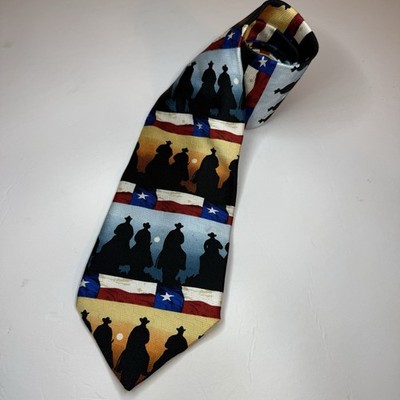 RM Studio Ralph Marlin Texas Cowboys 100% SILK Men's Neck Tie 2001 Rare USA