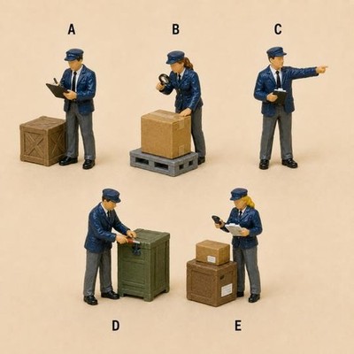 Miniature Cargo Inspector Figure HO Scale 1:87 for Train Layouts