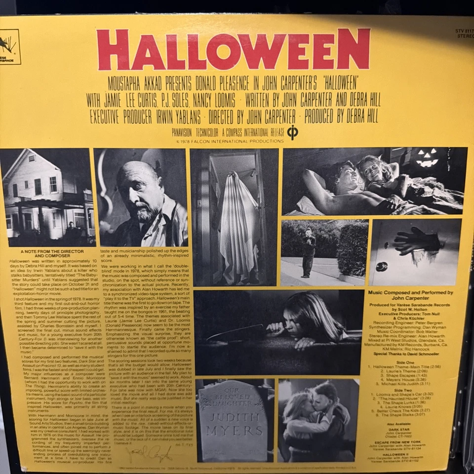 John Carpenter HALLOWEEN Original Motion Picture SOUNDTRACK RARE Vinyl LP 1983 - Image 2 of 4