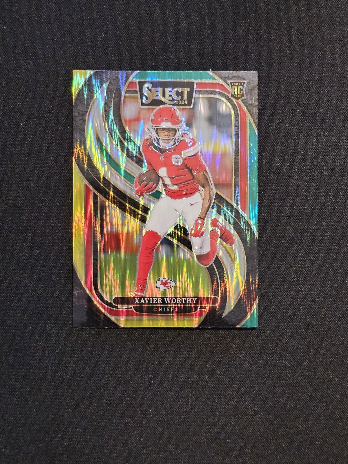 2024 Panini Select - Xavier Worthy (RC) #119 Green & Yellow Shock Prizm