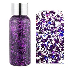 Chunky Face Body Glitter Gel 19 Colors Mermaid Sequins 30g, 06 Purple 