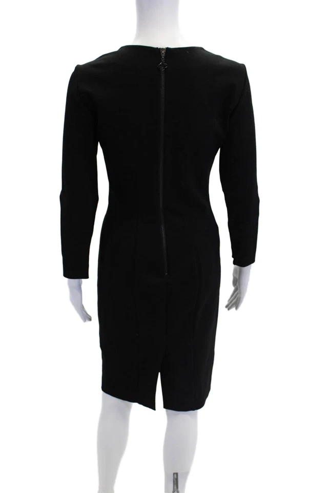 Pink Tartan Womens Textured Long Sleeve Pleated Pencil Dress Black Size XS - Image 3 of 4