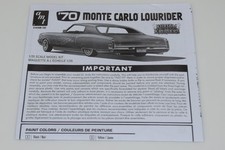 AMT 1970 CHEVY MONTE CARLO LOWRIDER #1458M ⭐PARTS⭐ INSTRUCTION BOOKLET 1:25