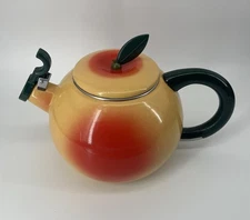 Vintage M. Kamenstein, Inc. Enamel Metal Red Delicious Apple Teapot Kettle