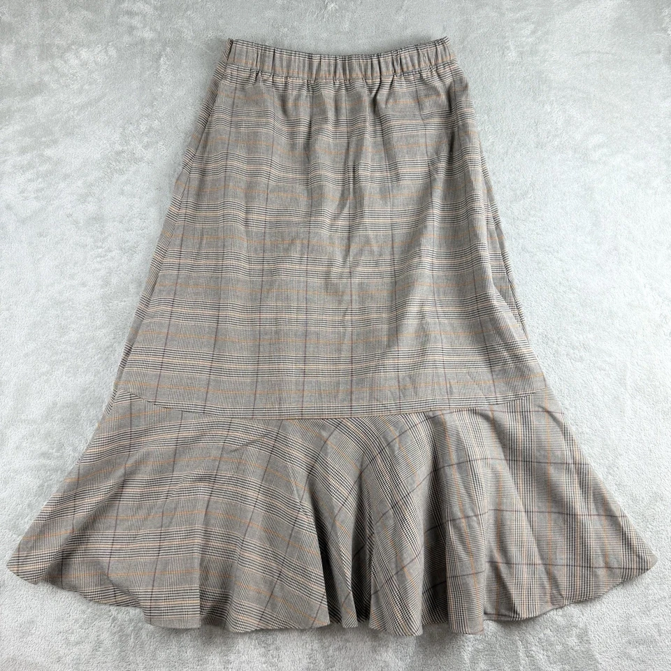 柔软环绕长裙小号棕色格伦格子威斯汀Partk荷叶边垂褶 — 第 2/4 张图片