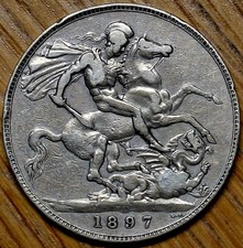 1897 LXI Victoria Veiled Head Crown Great Condition 28.0 grams Sterling Silver