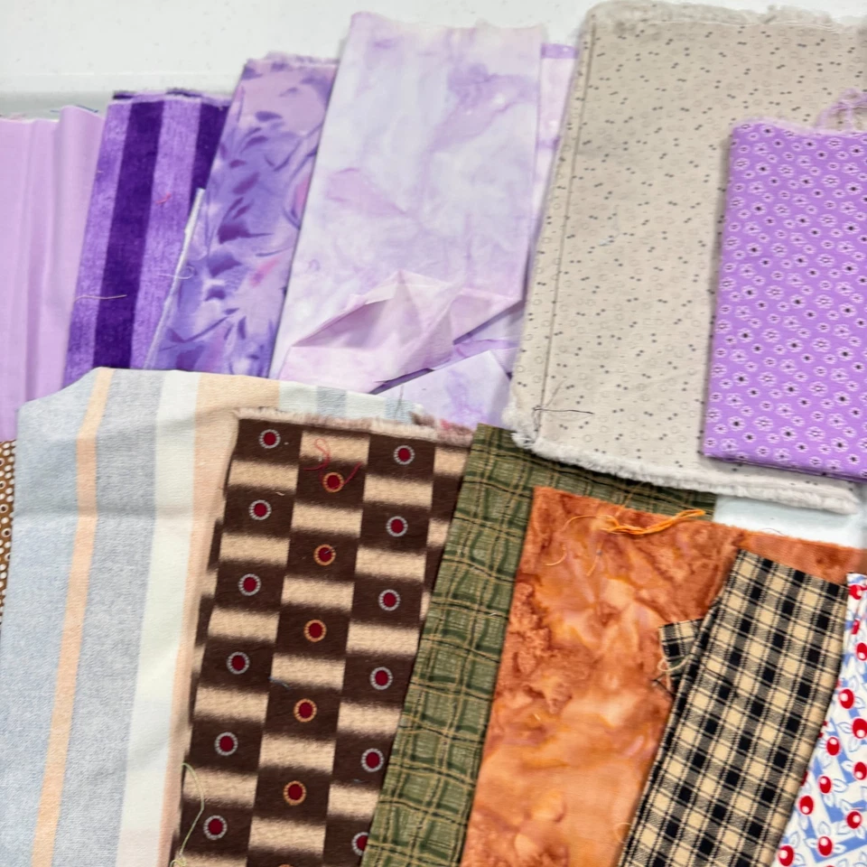 quilting fabric fat quarter bundle 18 blue brown purple stripes floral cotton - Image 4 of 4