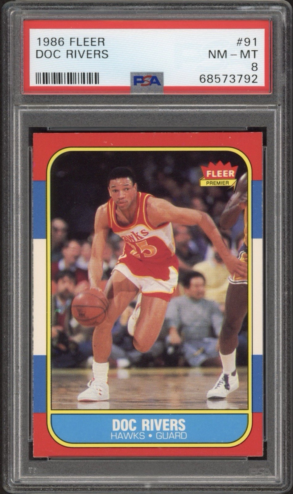 1986 Fleer Doc Rivers Rookie RC #91 PSA 8 NM-MT Atlanta Hawks