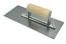 1.5mm Adhesive V Notch Trowel Complete with Hard Wooden Handle