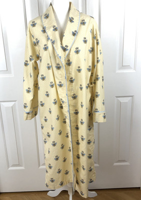 The Cat s Pajamas Queen Bee Flannel Robe M/L Honey Yellow Shawl Collar READ