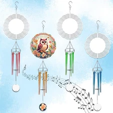 4 Packs Sublimation Wind Chime Wind Spinner Blanks Set 3D Aluminum Metal Wind...
