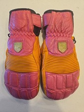 Hestra Freeride Fall Line Mittens Size 6 XS Winter Ski Snowboard Pink Orange