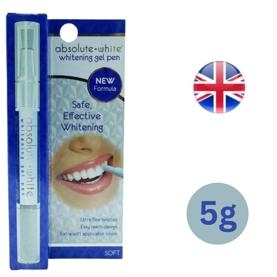 Absolute White Teeth Whitening Gel Pen Ultra Bristles Soft Application Brush