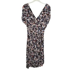 Vince Camuto Dress Sz 10 Blue Multi Asymmetric Hem Draped Bodycon Stretch Jersey