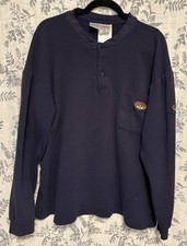 Rasco FR Men's Long Sleeve Henley T-Shirt in Navy Blue HRC 2 Size 2XL