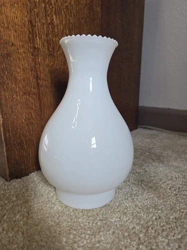 Vintage Milk Glass Hurricane Lamp Chimney 9" Inches tall, 4" Inch Base