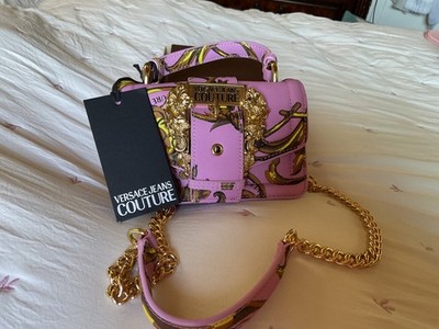 NWT Versace Jeans Couture Baroque Saffiano Collection Pink and Gold Mini Bag