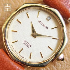 CITIZEN Exceed 2200-221125 Y Gold-tone Hexagonal Ladies Quartz Watch JAPAN MADE